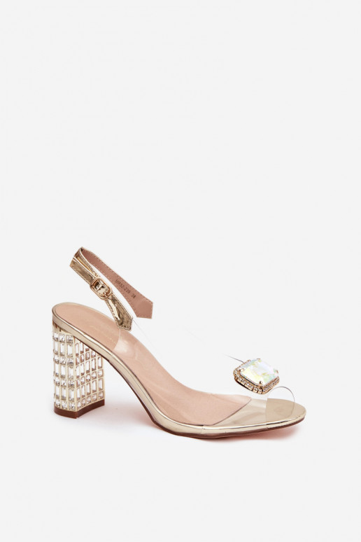 Durchschauen Sandalen mit Absätzen mit leuchtenden Augen D&A MR52-239 goldene Farbe