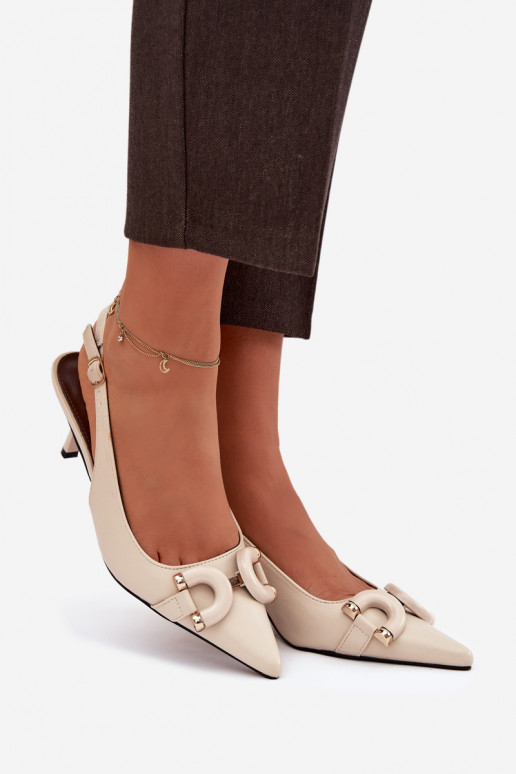 Dames sandalen met dunne hakken Met sierlijk Detalem ivoor Brienne