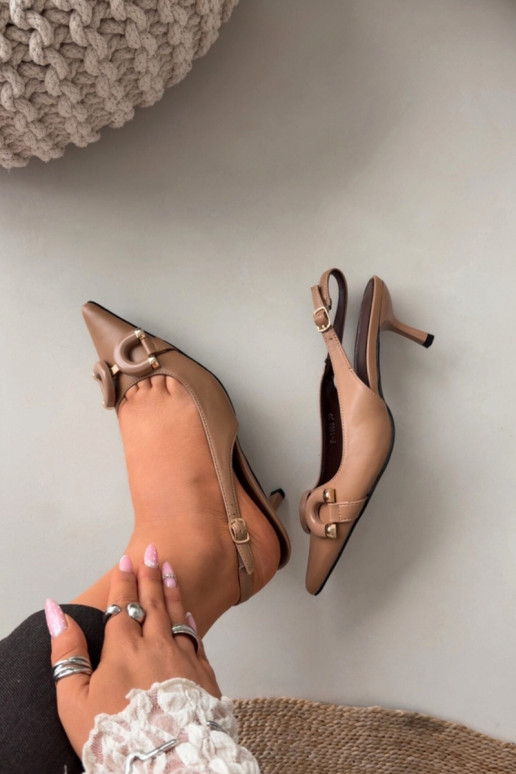Sandales pour femmes avec des talons fins Avec des décorations Detalem marron Brienne