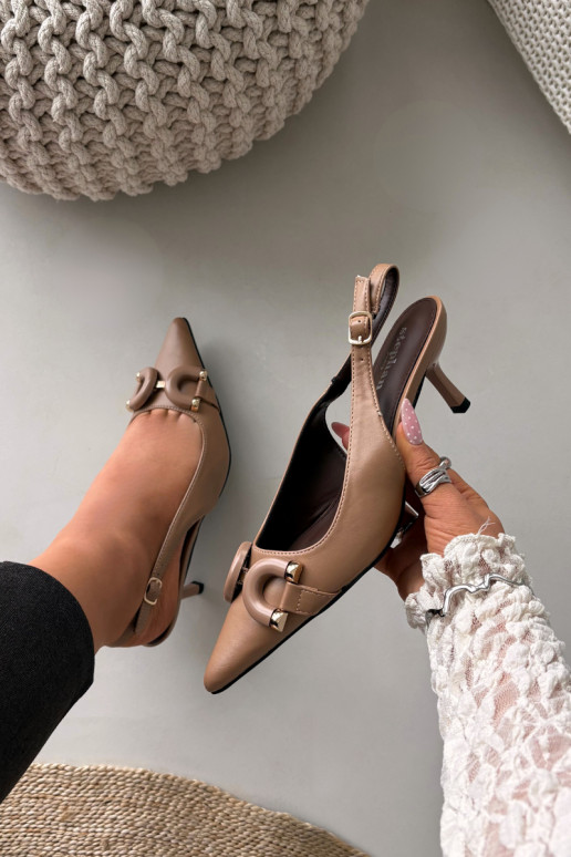 Dames sandalen met dunne hakken Met sierlijk Detalem bruine kleur Brienne