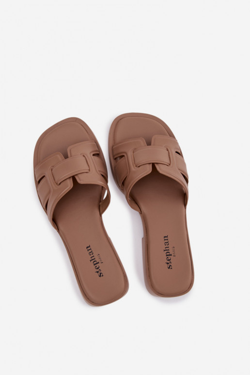 Pantoufles pour femmes avec des talons larges beige Lorania