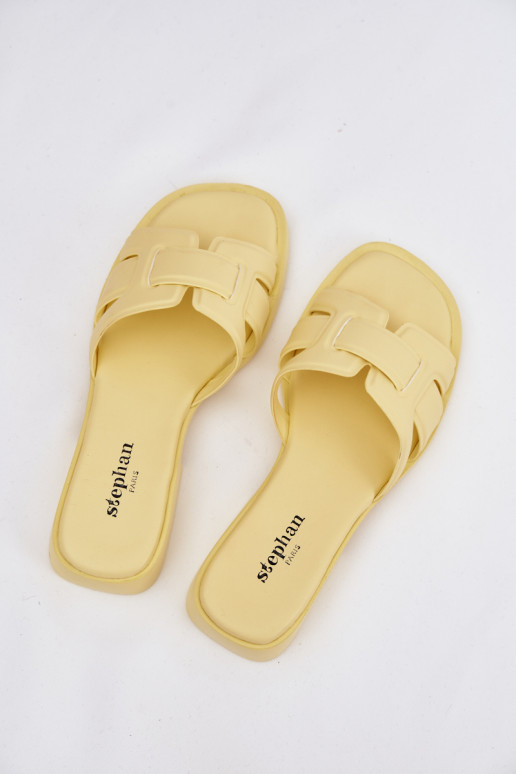 Pantoufles pour femmes avec des talons larges couleur jaune Lorania