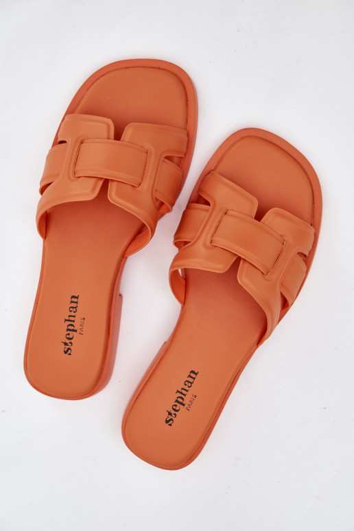 Pantoufles pour femmes avec des talons larges couleur orange Lorania