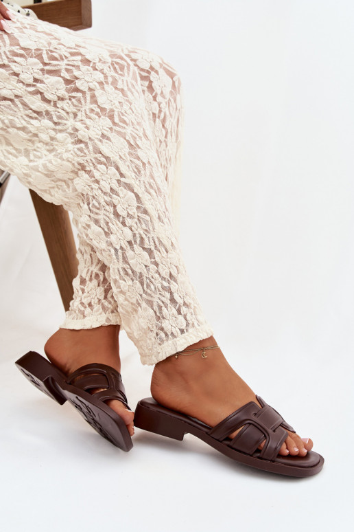 Pantoufles pour femmes avec des talons larges CzekoladoÀe Lorania