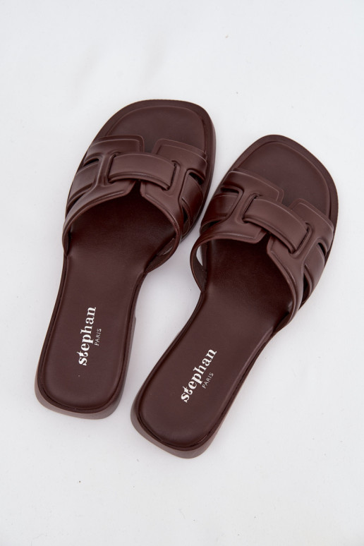 Damespantoffels met brede hakken CzekoladoIne Lorania