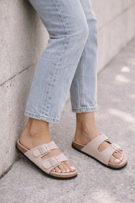 Pantoufles pour femmes avec boucles Nuance rose clair Oliena