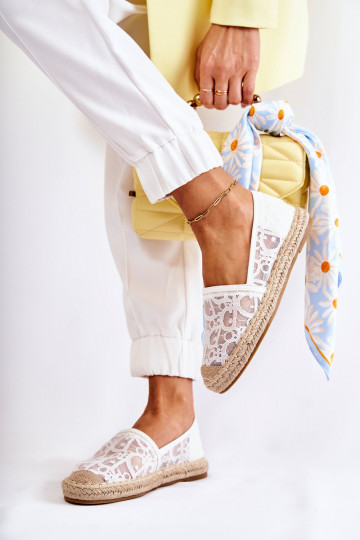 Modèle classique Féminin espadrilles avec des éléments ajourés couleur blanche Catris 2