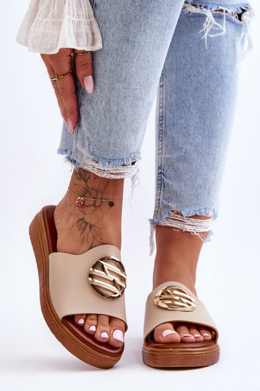 Féminin Chaussons avec des ornements beige Secrets