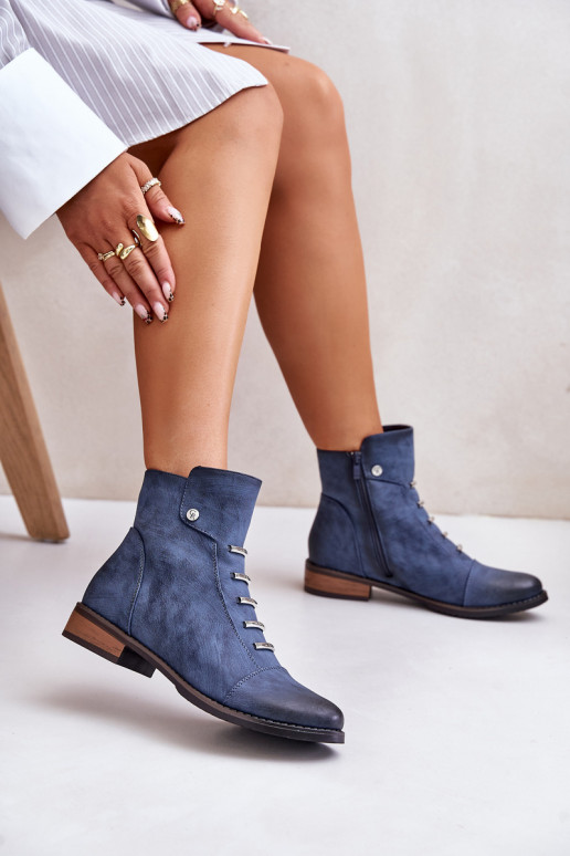 réchauffer Bottes pour femmes avec des talons larges couleur bleue Labise