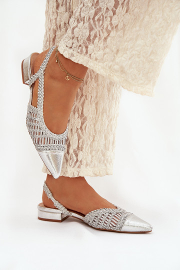 Dames sandalen Met Vlecht Op Klok zilvere kleur Nivorra