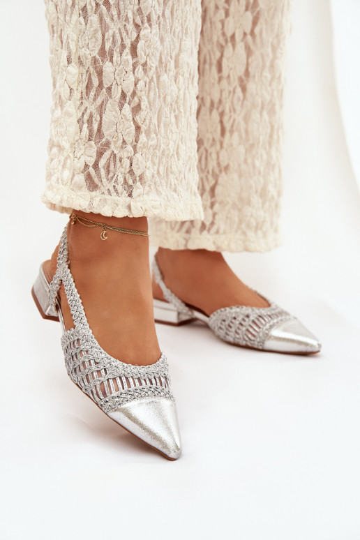 Dames sandalen Met Vlecht Op Klok zilvere kleur Nivorra