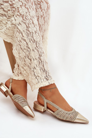 Dames sandalen Met Vlecht Op Klok gouden kleur Nivorra