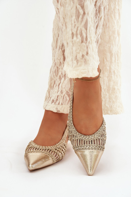 Dames sandalen Met Vlecht Op Klok gouden kleur Nivorra