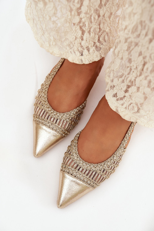 Dames sandalen Met Vlecht Op Klok gouden kleur Nivorra