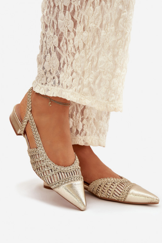 Damensandalen Mit Zopf Klocke goldene Farbe Nivorra