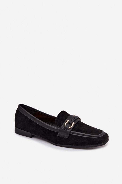 Mocassins pour femmes noires avec des éléments décoratifs Evelora