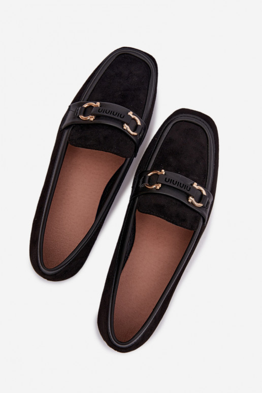 Dames mocassins met mooie elementen, zwart Evelora