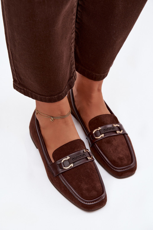 Dames mocassins met mooie elementen, chocoladebruin Evelora