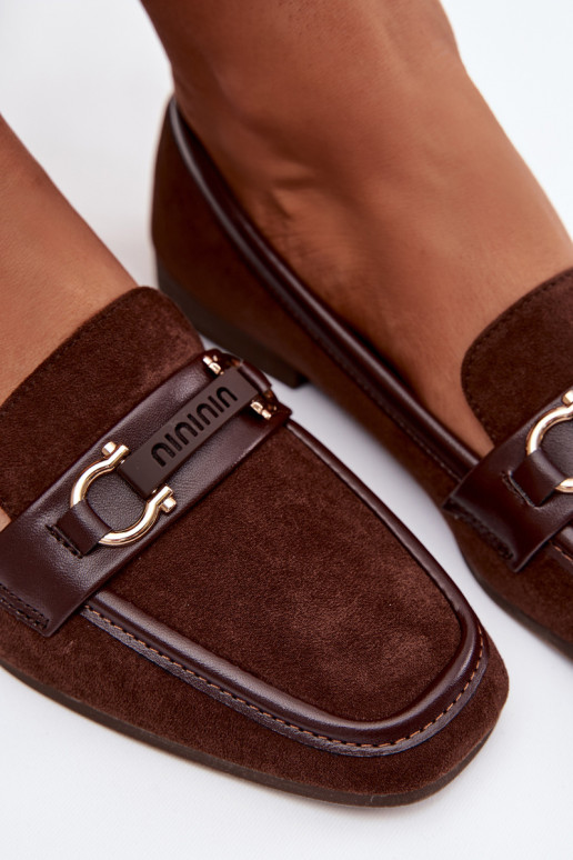 Dames mocassins met mooie elementen, chocoladebruin Evelora