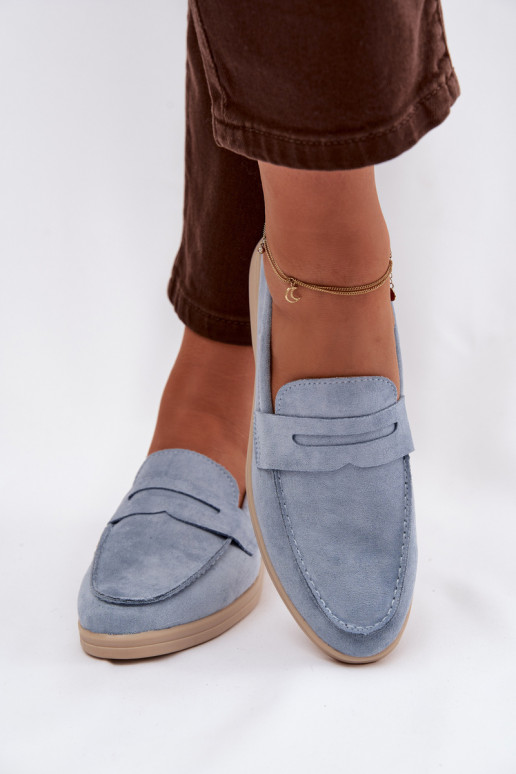 mocassins pour femmesen daim écologiqueu couleur bleue Renelia