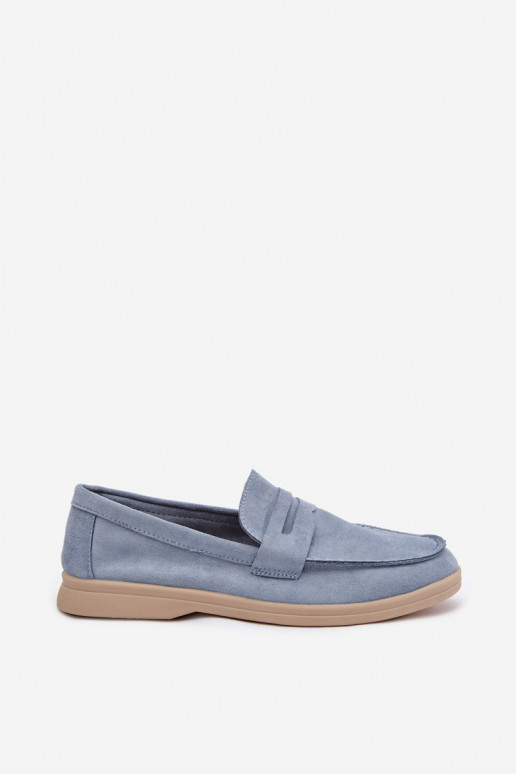 mocassins pour femmesen daim écologiqueu couleur bleue Renelia