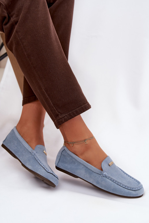 mocassins pour femmesPetitm couleur doréem Detalem couleur bleue Sarivelle