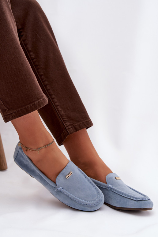 mocassins pour femmesPetitm couleur doréem Detalem couleur bleue Sarivelle