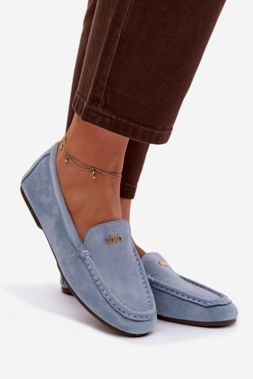 mocassins pour femmesPetitm couleur doréem Detalem couleur bleue Sarivelle