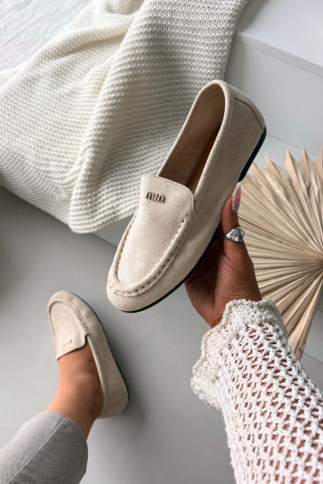 dames mocassinsKleinm gouden kleurm Detalem beige Sarivelle