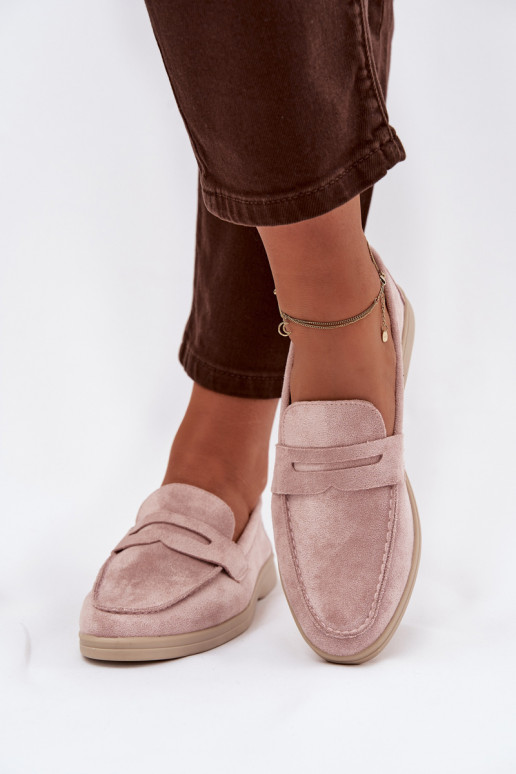 mocassins pour femmesen daim écologiqueu couleur rose Renelia