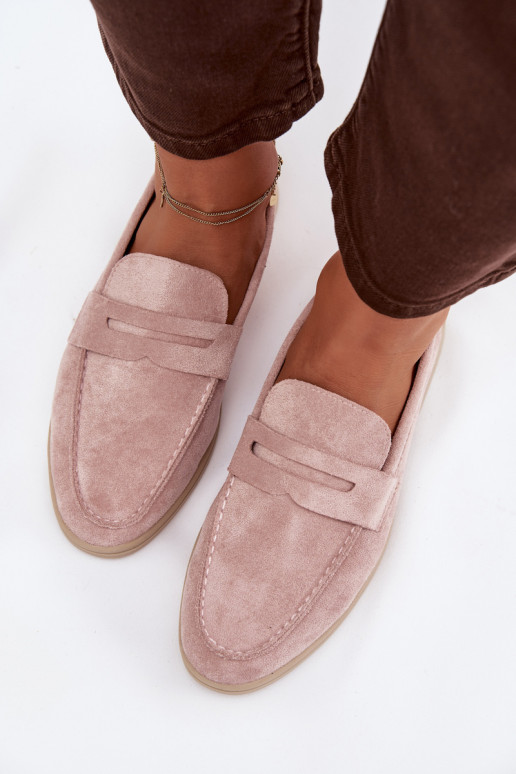 mocassins pour femmesen daim écologiqueu couleur rose Renelia