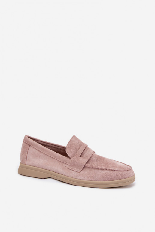 mocassins pour femmesen daim écologiqueu couleur rose Renelia