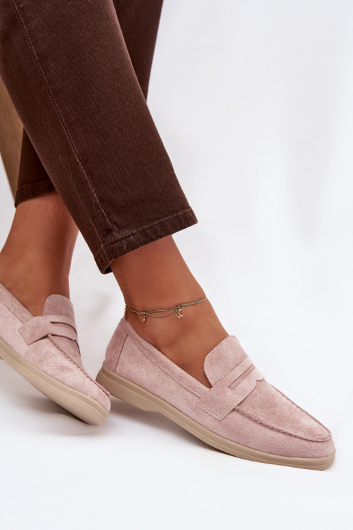 mocassins pour femmesen daim écologiqueu couleur rose Renelia