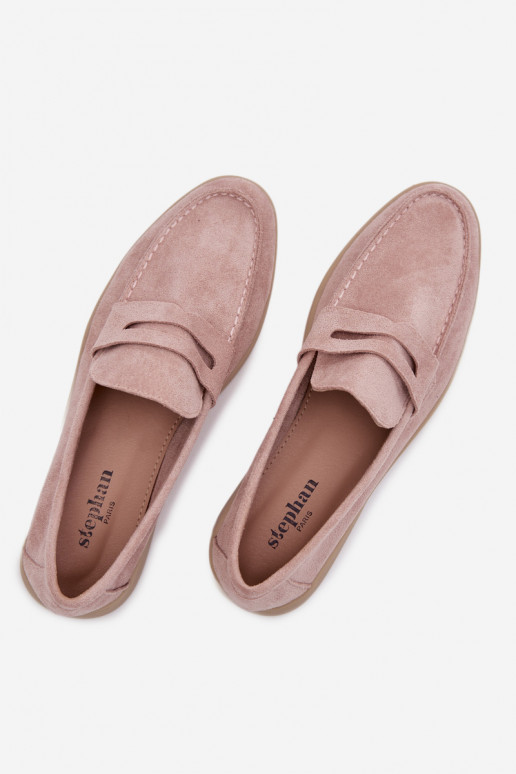 mocassins pour femmesen daim écologiqueu couleur rose Renelia