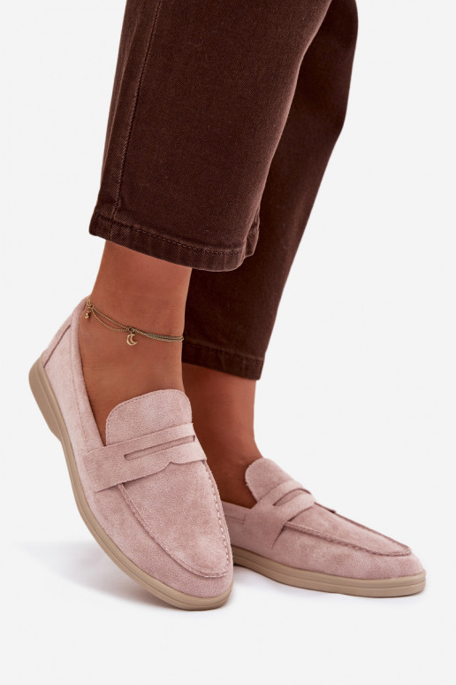 mocassins pour femmesen daim écologiqueu couleur rose Renelia