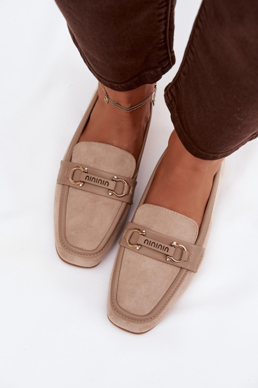 Mocassins Mocassins Dames Met sierlijk Element beige Evelora