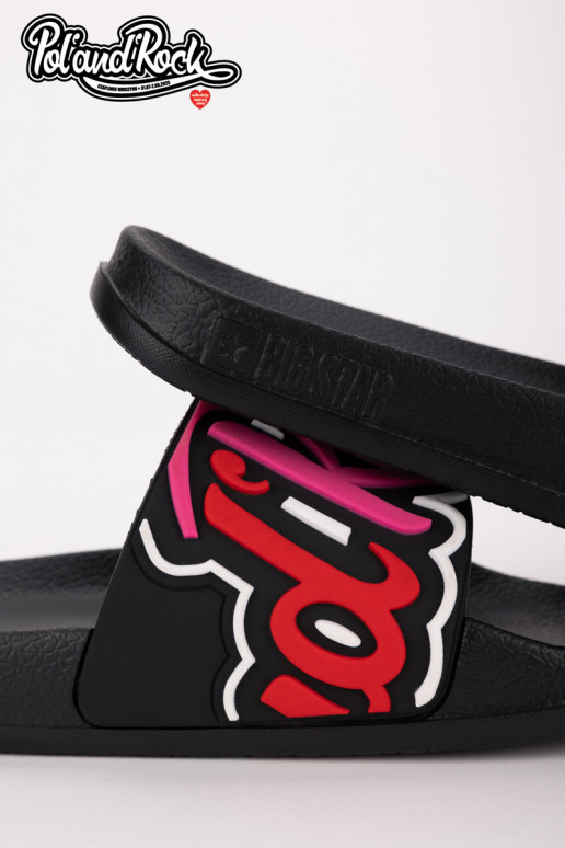 Hausschuhe Pol'and'Rock Festival X Big Star SS174508 schZuarze Farbe