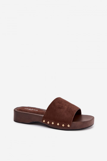 Pantoufles pour femmes Ze couleur doréemi Goujons CzekoladoÀe Ferinna 2