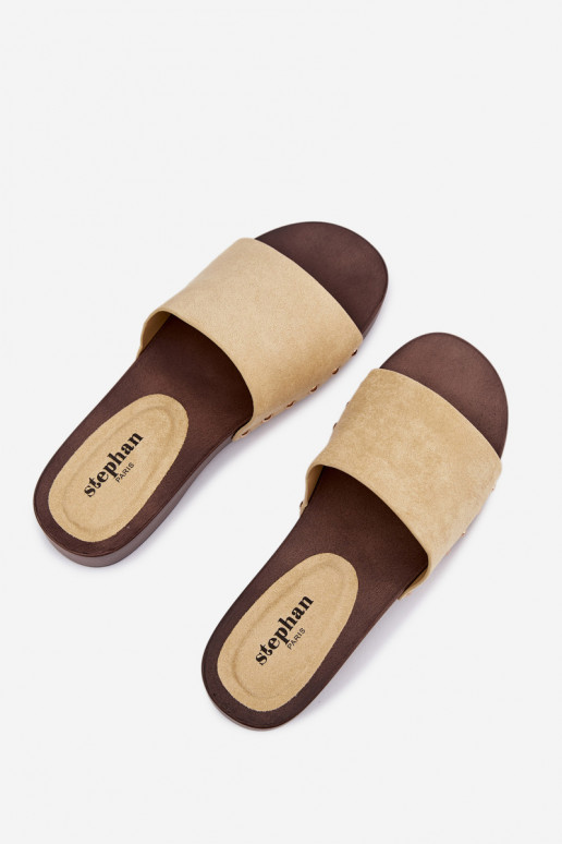 Damenhausschuhe Ze goldene Farbemi Stollen gelbe Farbe Ferinna