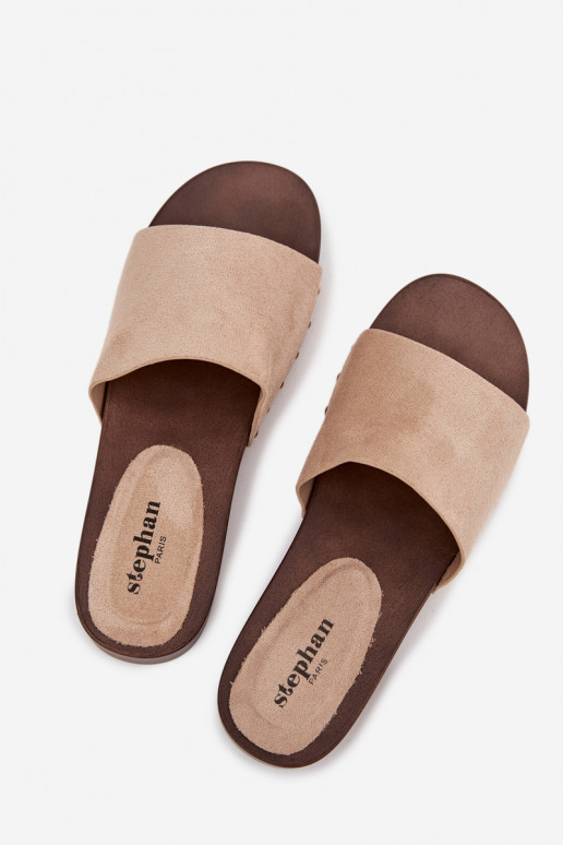 Pantoufles pour femmes Ze couleur doréemi Goujons beige Ferinna