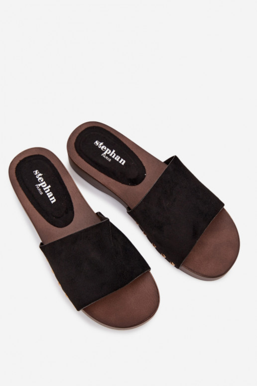 Pantoufles pour femmes Ze couleur doréemi Goujons couleur noire Ferinna