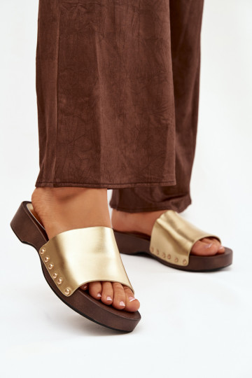 Damenflip-Flops mit Nieten in Gold Terissa 2