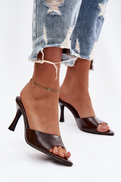 avec effet vernis Pantoufles pour femmes avec des talons CzekoladoÀe Lirissa