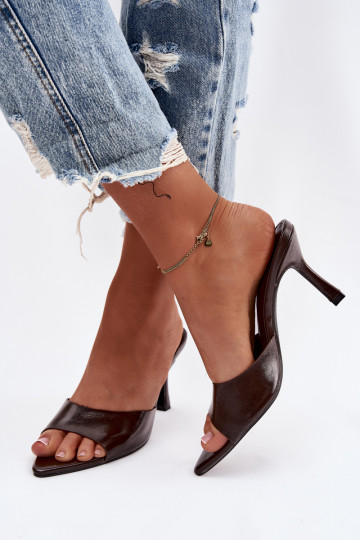 avec effet vernis Pantoufles pour femmes avec des talons CzekoladoÀe Lirissa 2