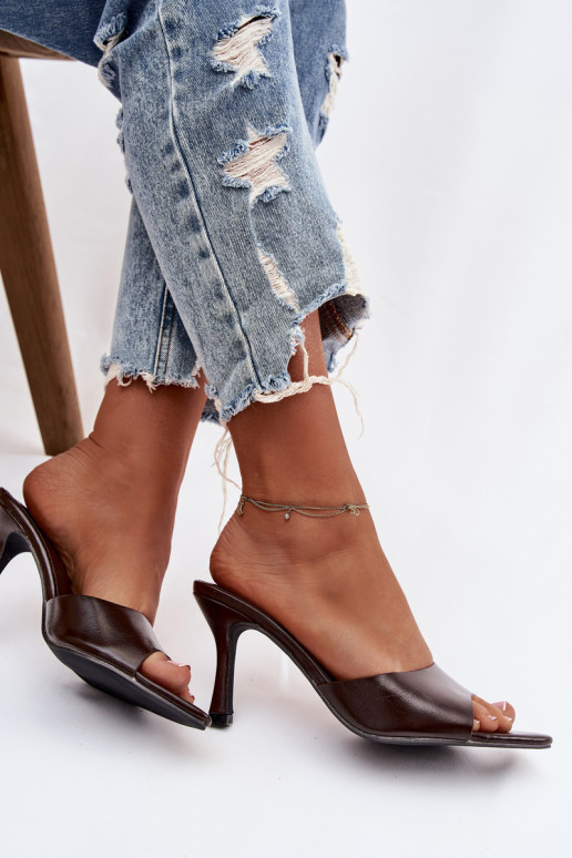 avec effet vernis Pantoufles pour femmes avec des talons CzekoladoÀe Lirissa