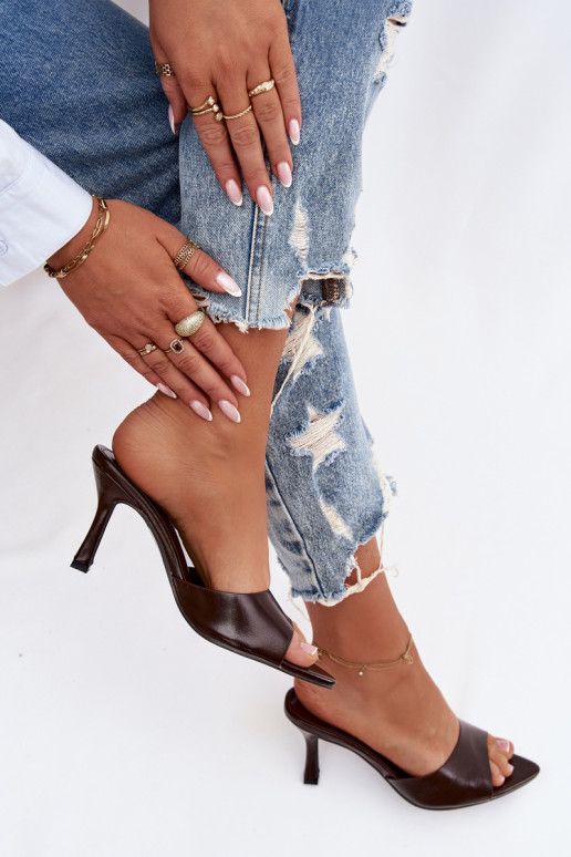 avec effet vernis Pantoufles pour femmes avec des talons CzekoladoÀe Lirissa