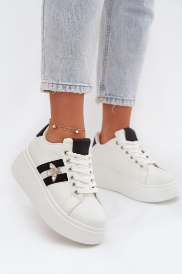 Damen weiße Sneakers im sportlichen Stil mit Plattform Palvessa