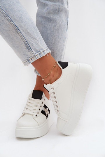 Damen weiße Sneakers im sportlichen Stil mit Plattform Palvessa 2
