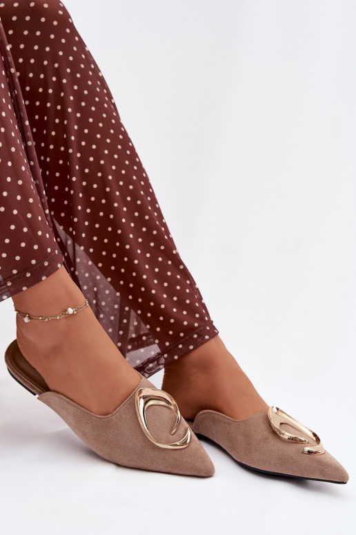 Pantoufles pour femmes Mule Avec des décorations couleur doréem Detalem beige Galvella