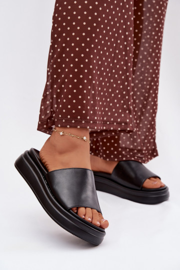 Dames zwarte slippers met plateau Tanelisse